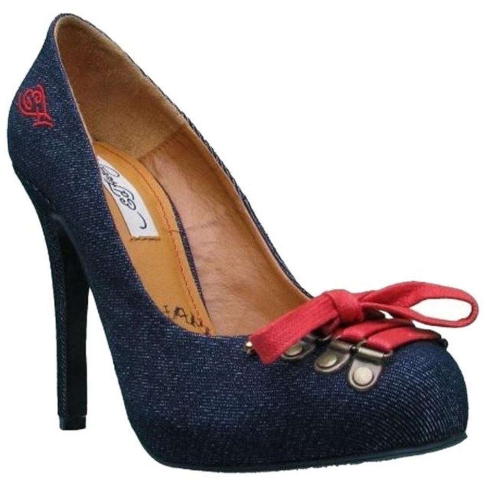 🆕Ed Hardy Batu Indigo Denim Pin Up Heel Pumps {Sexy & Rare}